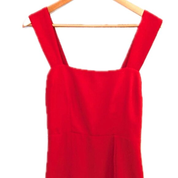 Abercrombie & Fitch | Wide Strap Square Neck Midi Dress in Cherry Red | Size XS - Picture 4 of 11